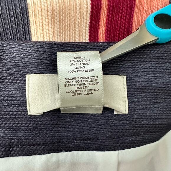 LOFT Purple Pink Striped Cotton Blend Textured Short Pencil Skirt Sz 2 P - Picture 5 of 5